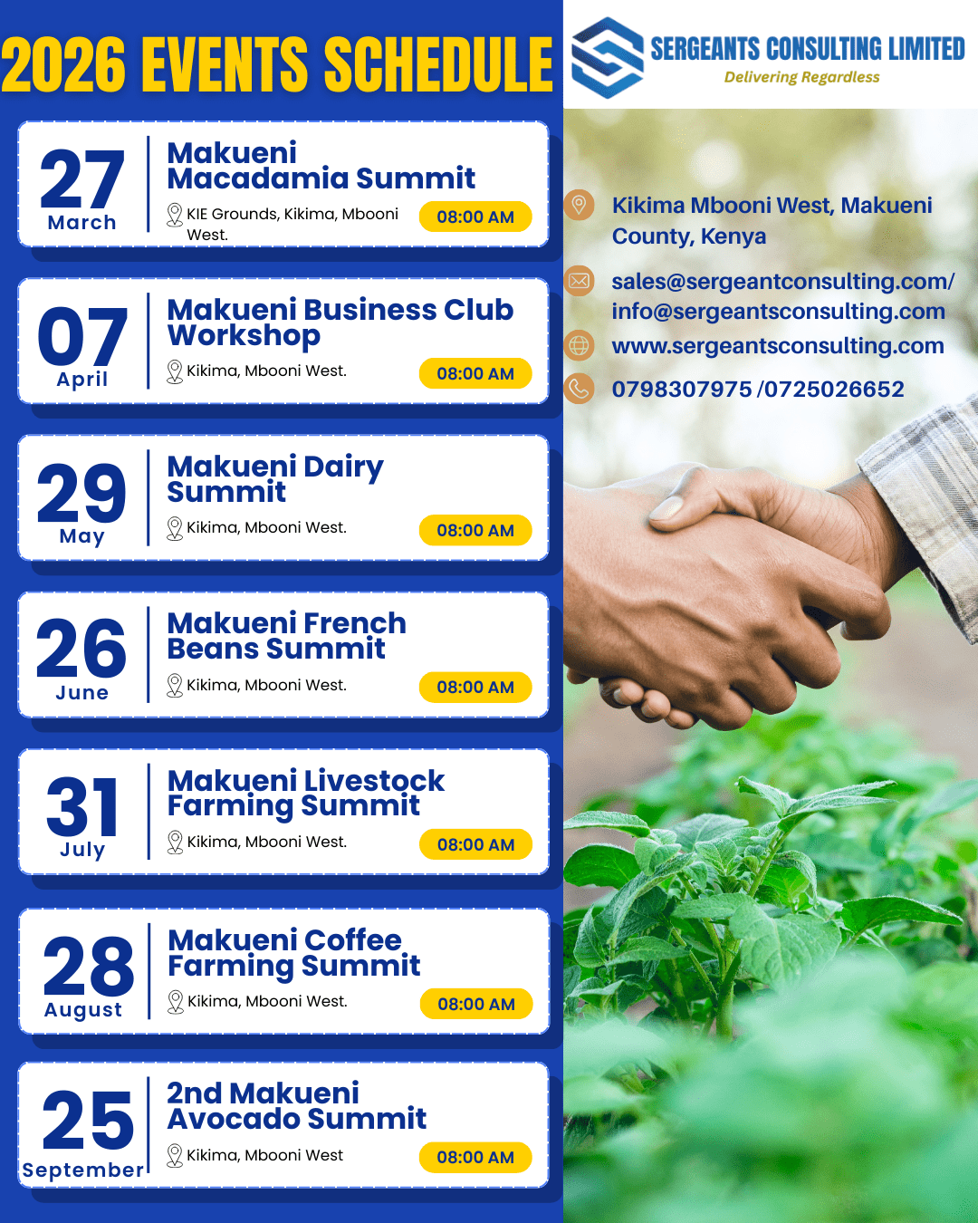 Sergeants Consulting Limited 2026 Events Schedule